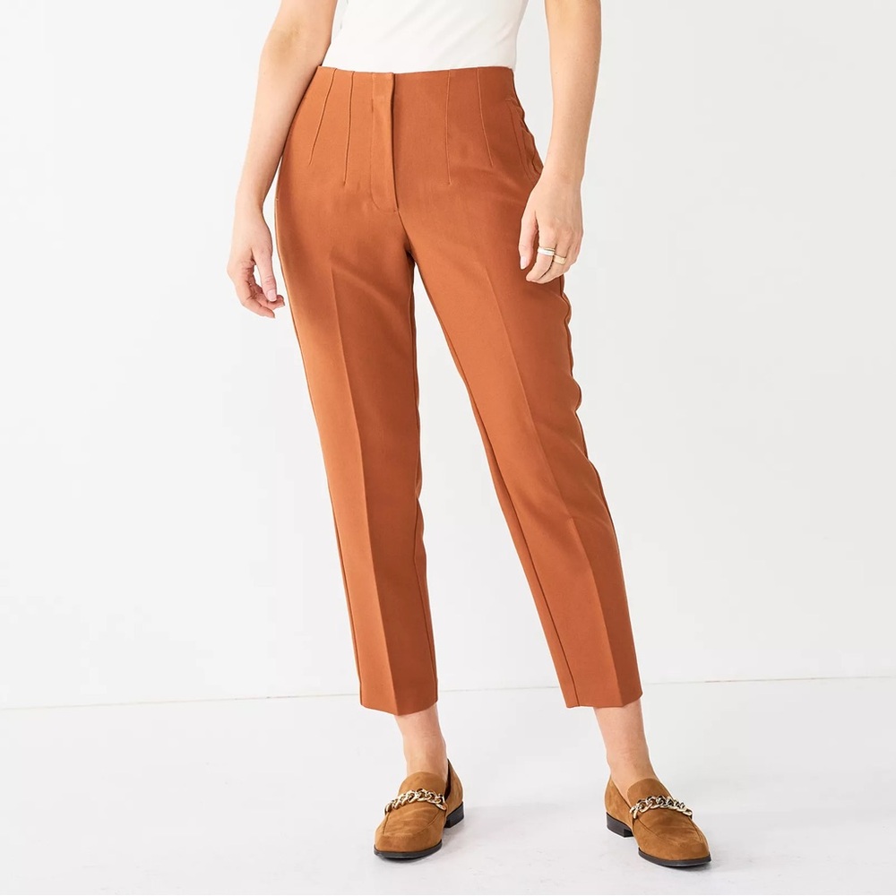 NWT Nine West High-Waisted Tapered Pants Brown Size 16